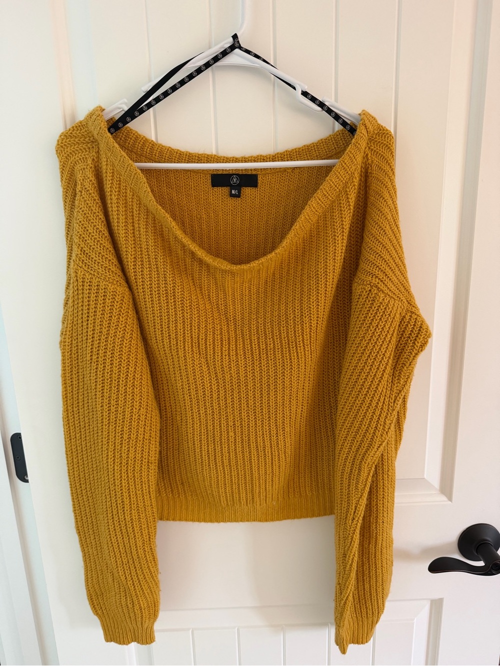 Crop Knit Sweater in Mustard Yellow - Size XL